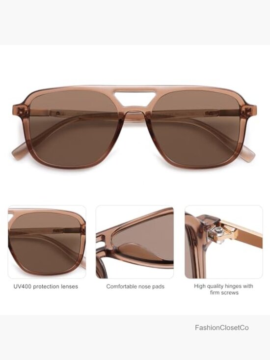 Retro Aviator Sunglasses Rectangle UV400 Protection main image 7